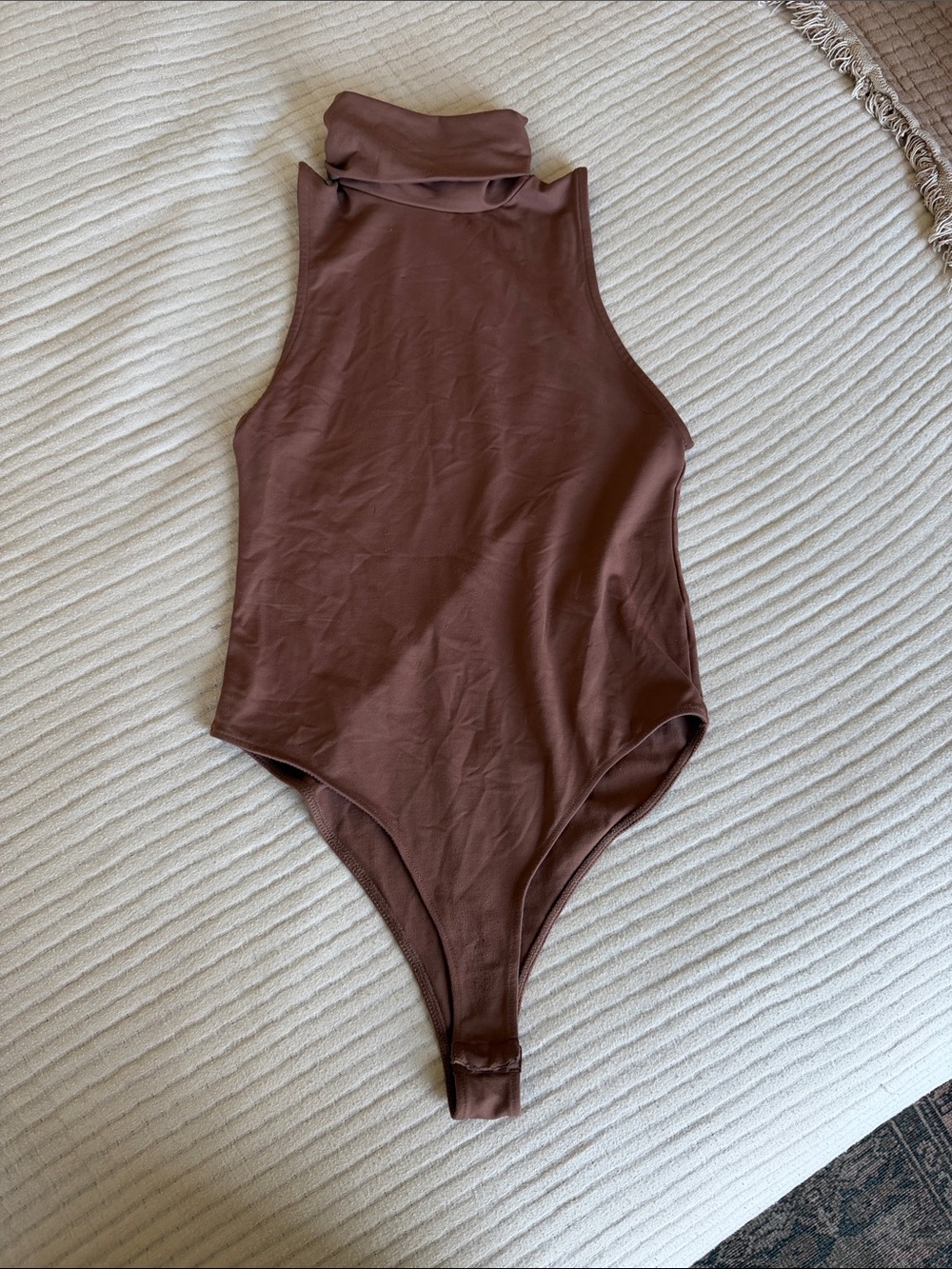 Zara Brown Sleeveless Turtleneck Bodysuit